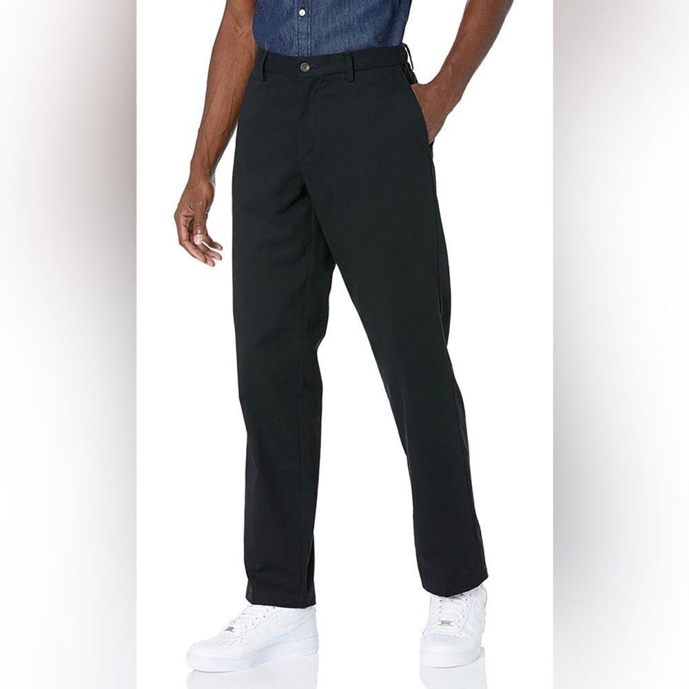 Amazon Essentials Wrinkle-Resistant Flat-Front Pant Black Size 31x28 (591)